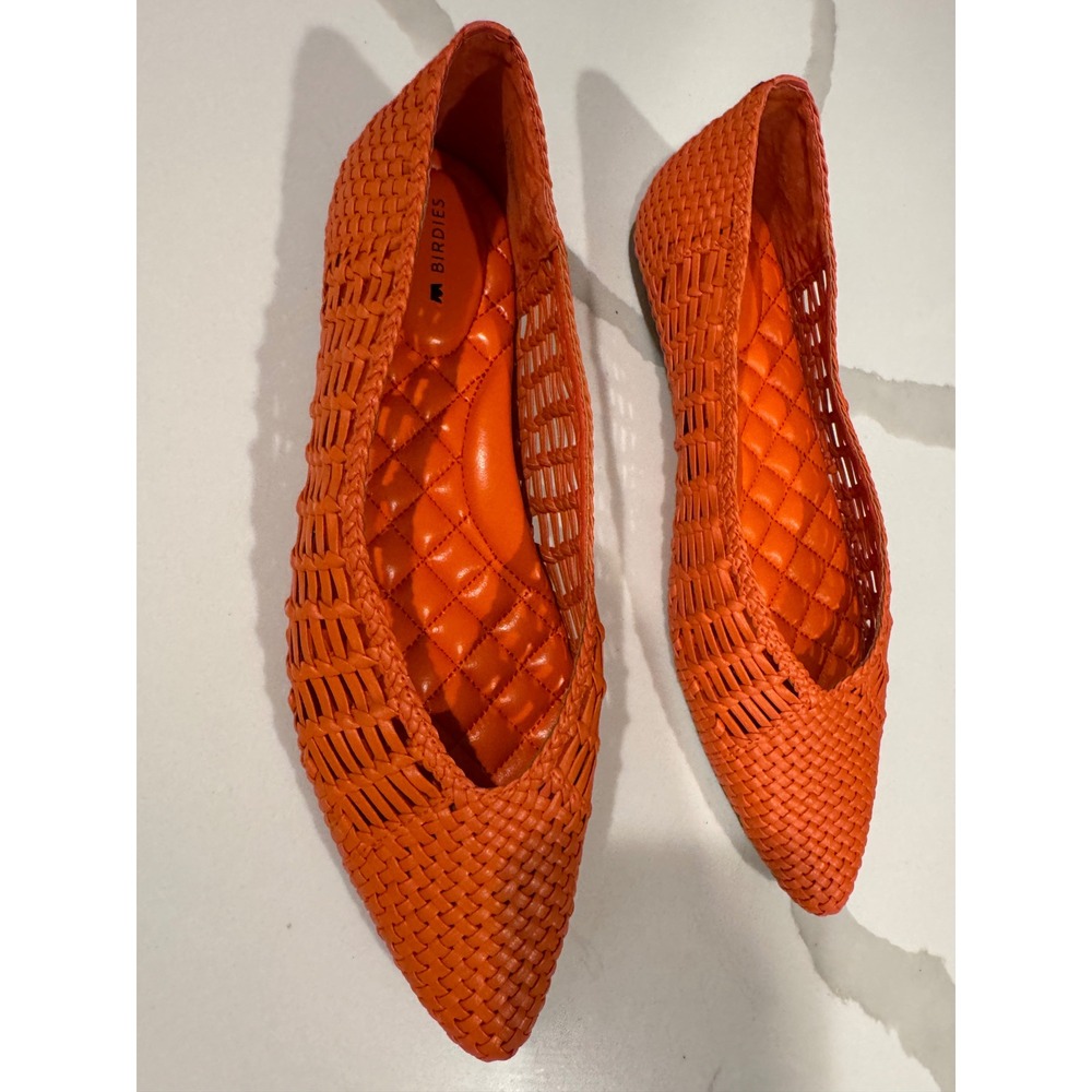 Birdies Goldfinch Orange Woven Leather Pointed Toe Flat Shoes Womens 7.5‎